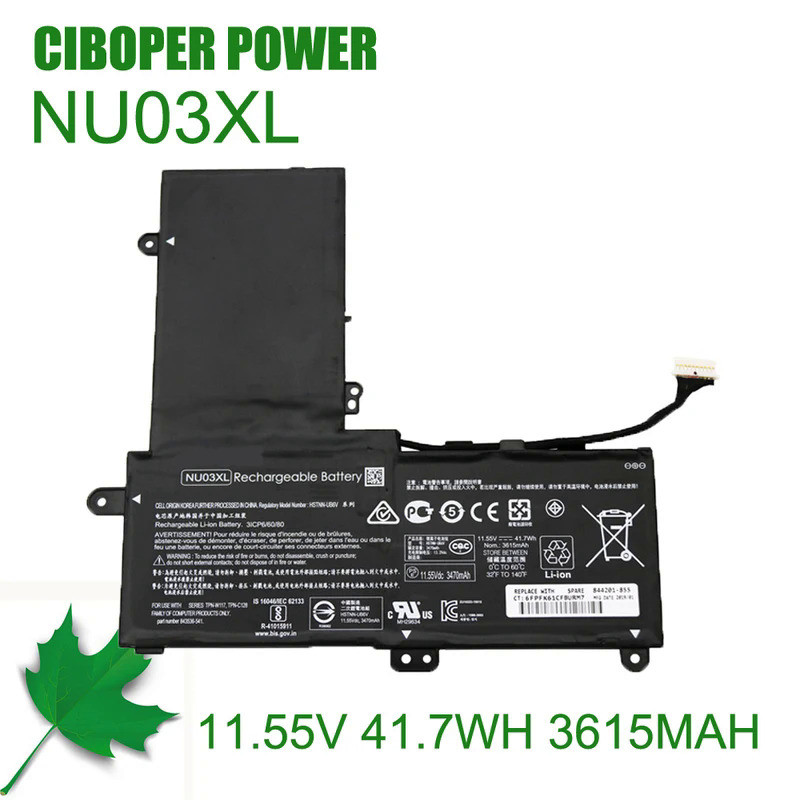 CP Laptop Battery NU03XL 41.7WH For Pavilion x360 Series 11-U014UR HSTNN-UB6V TPN-W117 TPN-C128 8435