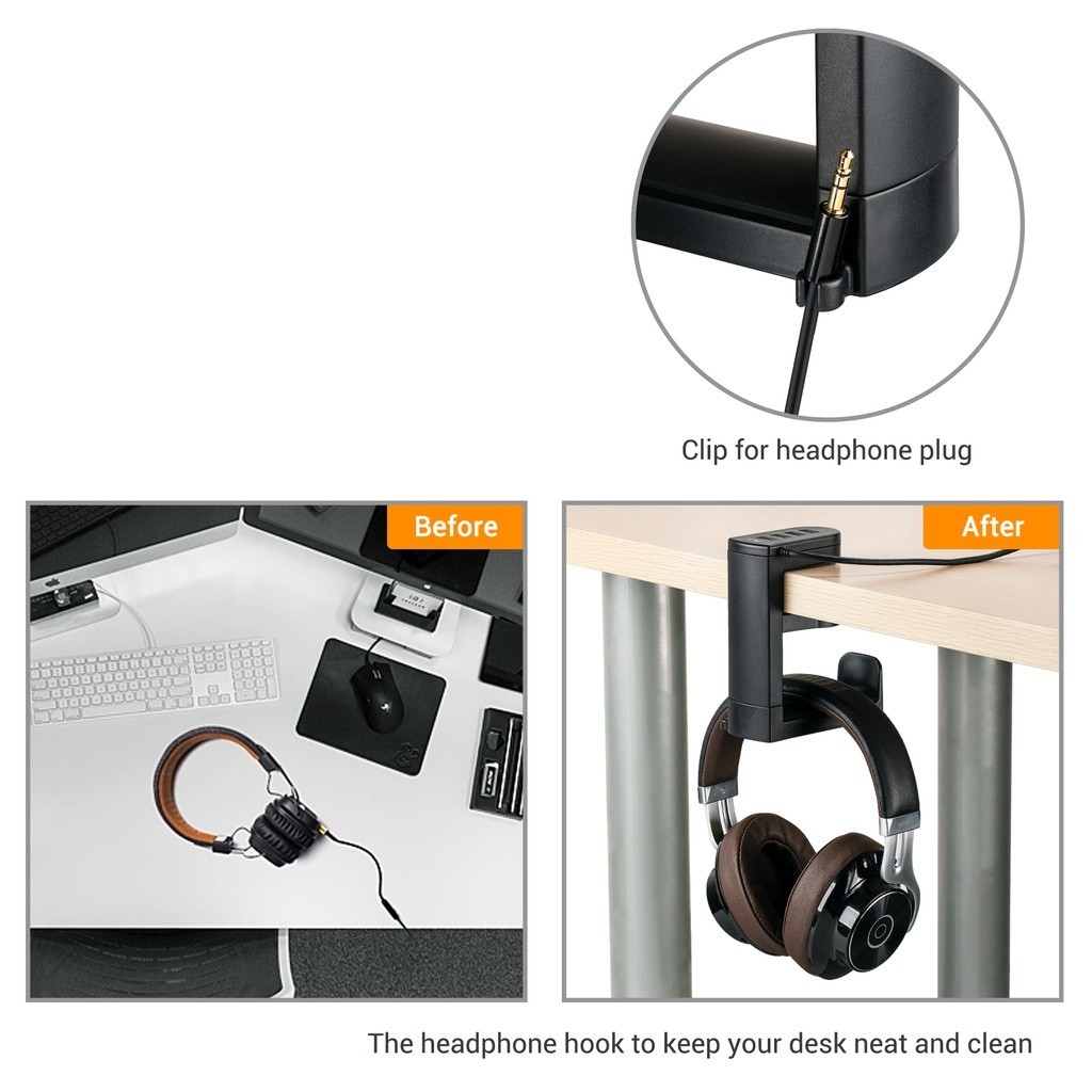 (ส่งจากไทย) Kiwifotos Headset Hook ที่แขวนหูฟัง ที่วางหูฟัง พร้อม USB 3.0 สำหรับติดมุมจอ ขอบโต๊ะ ราคา ถูกที่สุด ดีลบีเคเค แกลเลอรีภาพที่ 7