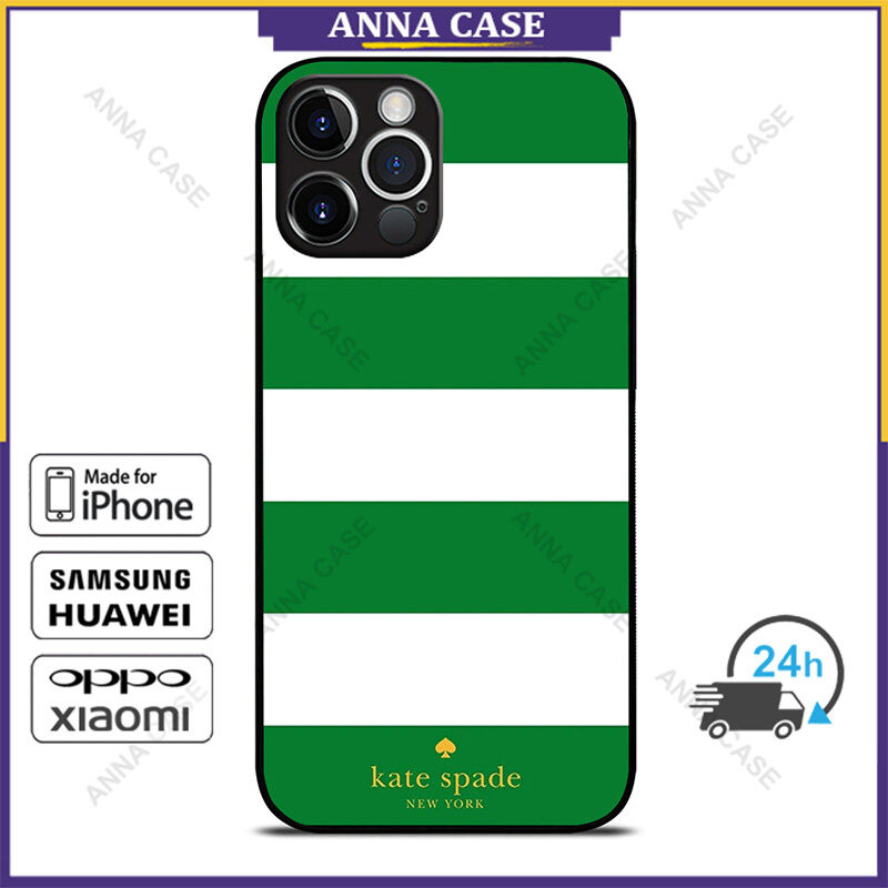 Kate Spade เคสโทรศัพท์ลายสีเขียวสําหรับ iPhone 16 Pro Max / iPhone 15 Pro Max / 14 Pro Max / Samsung Galaxy S24 Ultra เคสป้องกัน KS18