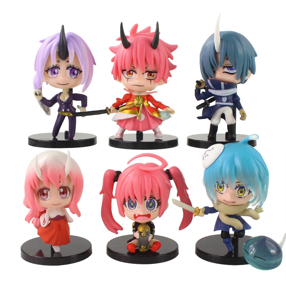 6 ชิ้น/เซ็ต 6.5 ซม.เวลานั้นฉันกลับชาติมาเกิดเป็น Slime อะนิเมะรูป Rimuru Tempest Benimaru Shuna Shion รุ่น Q PVC ตัวเลขการกระทําตุ๊กตาของเล่น