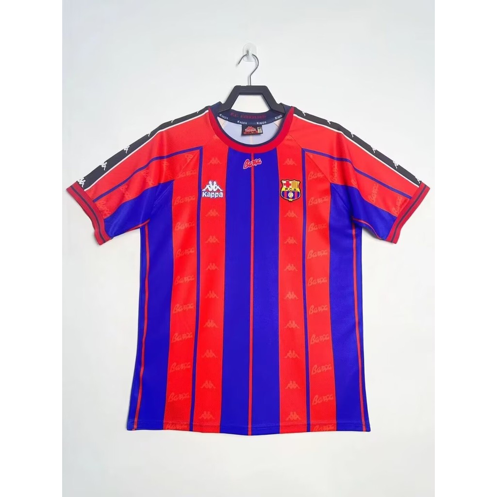 9798 Barcelona home retro ฟุตบอลกีฬาเสื้อยืดแขนสั้น