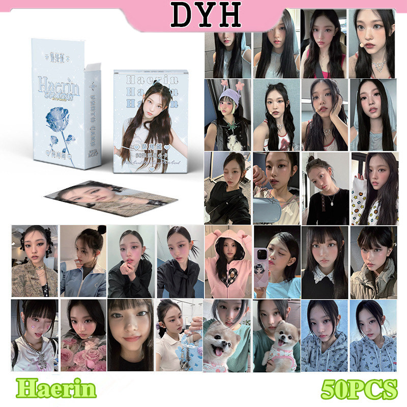 50 ชิ้น/กล่อง NewJeans Haerin Laser Card Photocards Holographic LOMO Card KPOP อัลบั้ม