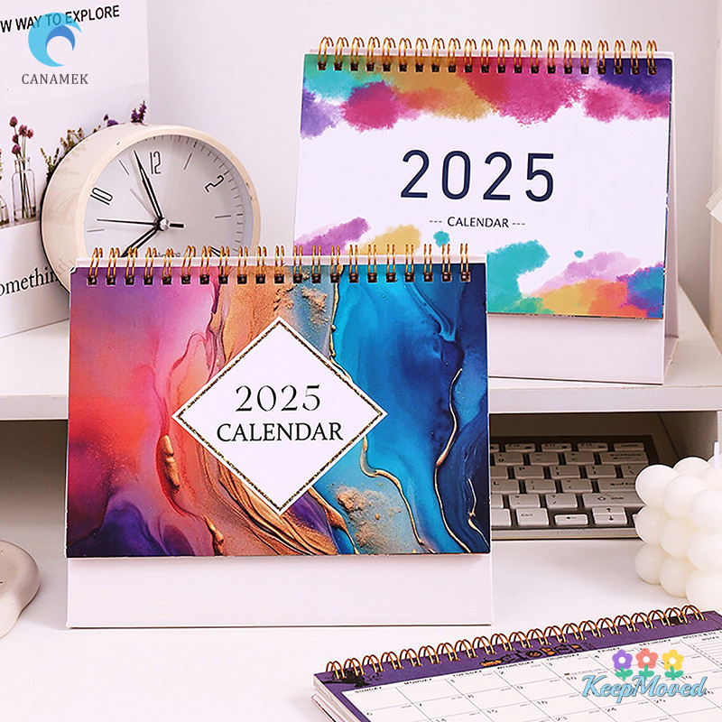 Keepmoved ปฏิทินตั้งโต๊ะ 2025 ความงาม โต๊ะ Planner ปฏิทินสํานักงาน ปฏิทินตั้งโต๊ะตกแต่ง ปฏิทินรายเดือน สํานักงาน ยืนใหม่