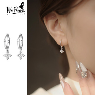 เราดอกไม้เกาหลี s925 เงิน Shining คริสตัล Clover Hoop ต่างหู…