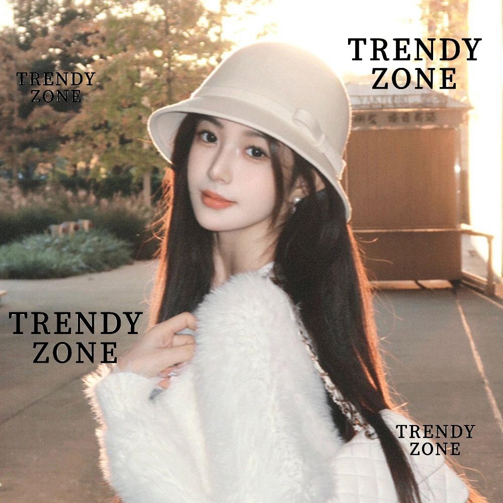 Trendyzone หมวก Fedora สักหลาด, หมวกปานามาโดมกุทัณฑ์, แฟชั่น Elegant Vintage Soft Bucket Cap สําหรับผู้หญิง