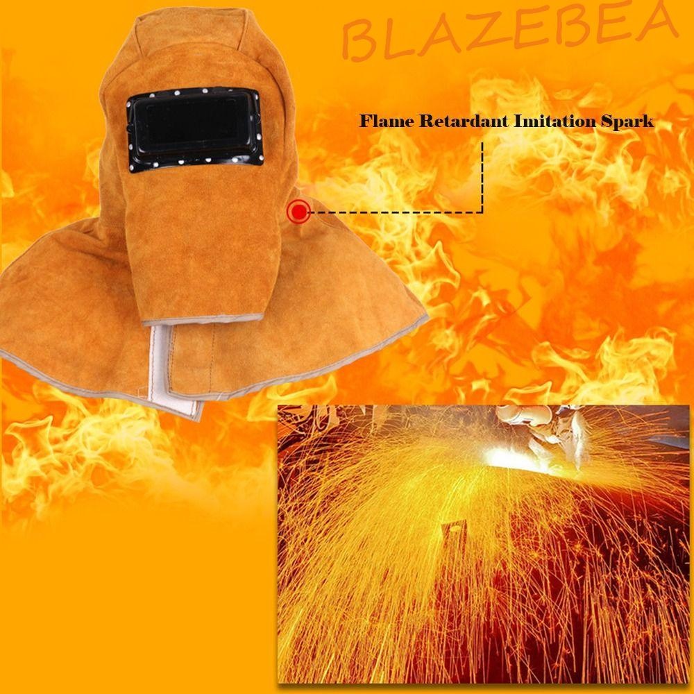Blazebea หน้ากากผ้าคลุมไหล่เชื่อมหนังวัว, หน้ากากมืดขึ้นโดยอัตโนมัติ, Abrasion Anti-ย่างอาร์กอน Arc เชื่อมหัวติดตั้งป้องกันหมวกเชื่อม