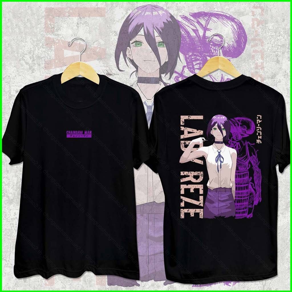 เสื้อกราฟิก.Cosplay Chainsaw Man REZE แขนสั้น Unisex เหมาะสำหรับผู้ชายไซส์พิเศษ