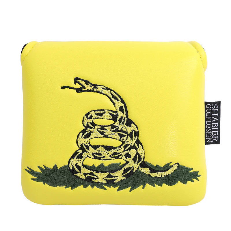 Yellow PU Leather DON'T TREAD ON ME Embroider Magnetic Closure Golf Club Headcover Large Mallet Putt