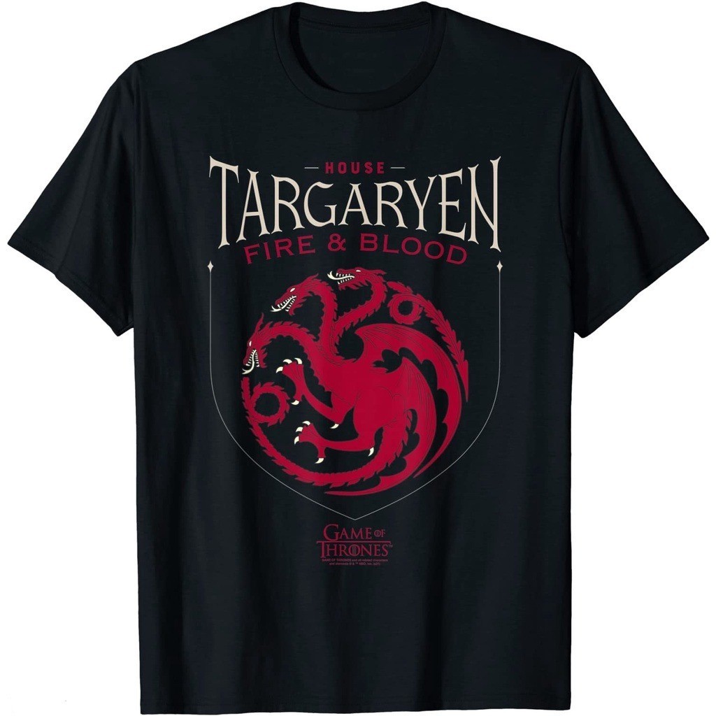 2024ย้อนยุคเสื้อยืดคอกลม แขนสั้น ผ้าฝ้าย พิมพ์ลาย Game of Thrones House Targaryen Sigil แฟชั่นฤดูร้อน สําหรับผู้ชายS-5XL