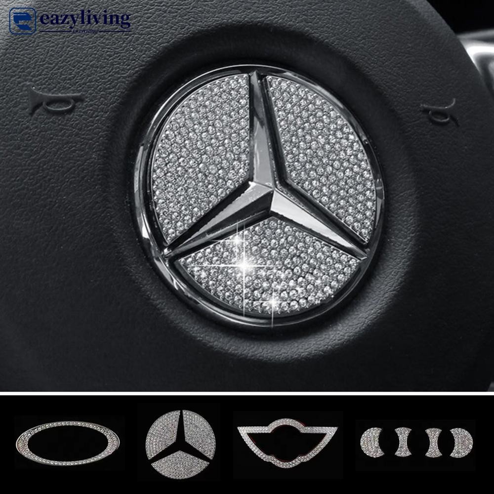 Eazyliving 1 ชุด Bling Diamond CarI nerior พวงมาลัยโลโก้ Decal สติกเกอร์อุปกรณ์เสริมโลหะสัญลักษณ์ Fit สําหรับ BMW R4T1