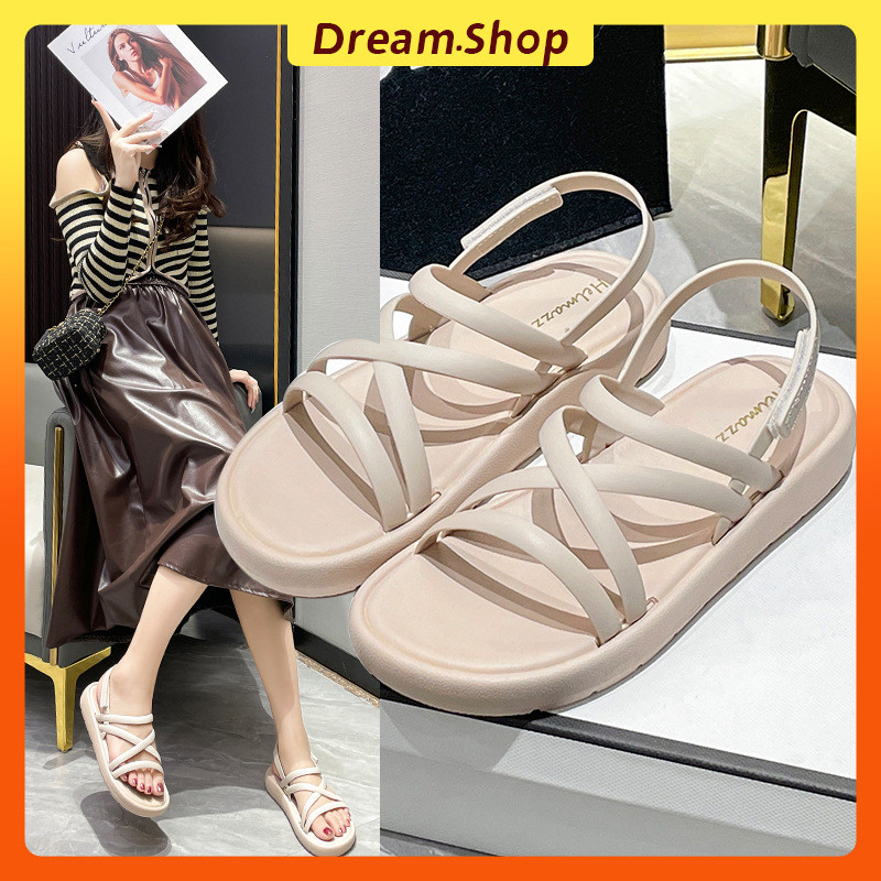 「DR」 รองเท้าแตะผู้หญิง รองเท้าแตะแฟชั่น การออกแบบสายรัด Travel Photograph Leisure All-Match EVA Anti-Slip Soft Sole สบาย Breathable กีฬากลางแจ้งขนาด: 36-41