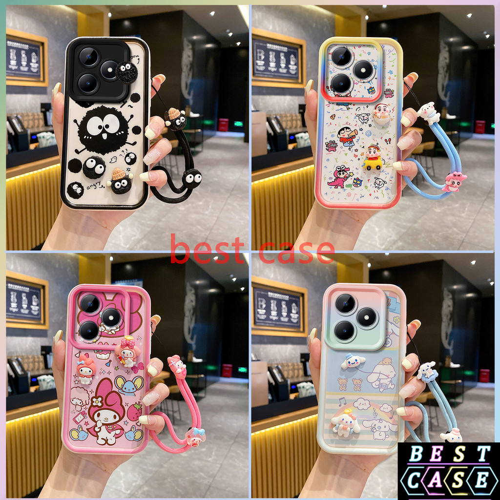 เคส Realme Note 50 เคส Realme C53 เคส Realme C51 เคส Cinnamoroll And ‌Hello Kitty ลายการ์ตูนสามมิติรูปตุ๊กตาเคสโทรศัพท์นุ่มน่ารัก XX-TYGZ
