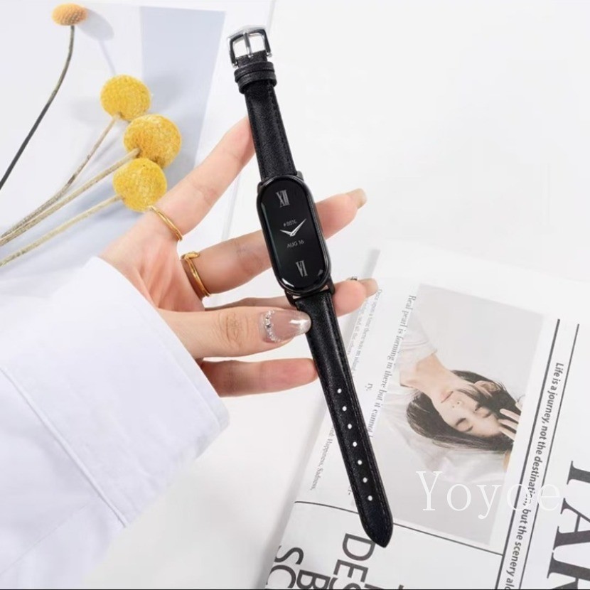 สําหรับ Mi Band 8 9 7 สายคล้องคอหนังสําหรับ Xiaomi Mi Band 6 5 4 3 สายรัดข้อมือ Correa เปลี่ยนนาฬิกา