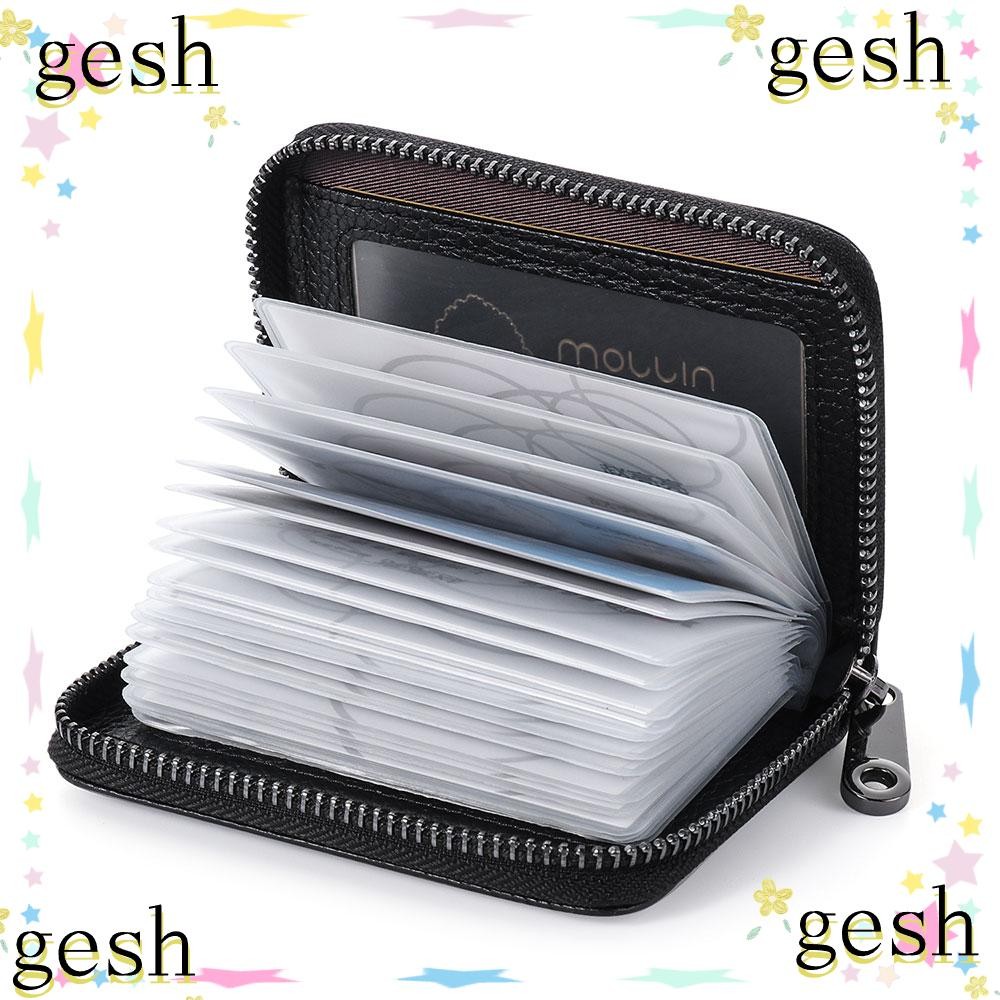Gesh1 กระเป๋า RFID Blocking Luxury Zipper ผู้ถือบัตรเครดิต