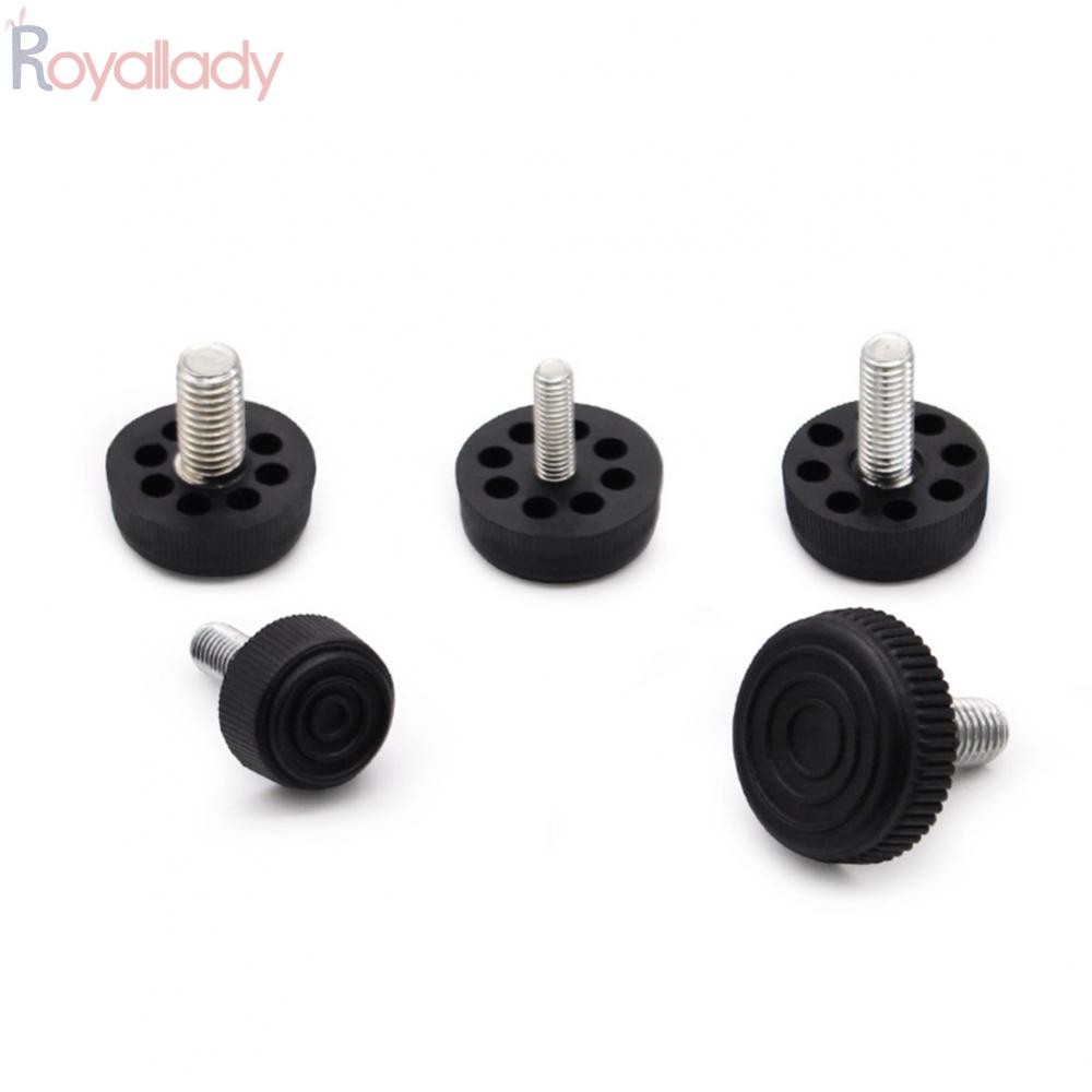 #ROYALLADY#Screw In Adjustable Foot Black Plastic Base for Tables Chairs Stools (10 Pack)