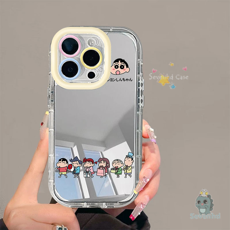 Ins Original High-end Crayon Shin-chan การ์ตูนน่ารักเด็กเคสโทรศัพท์สําหรับiPhone 11 13 14 15 12 6 7 8 Plus Pro Max X XR Xs MaxกระจกGlossyปลอกซิลิโคนป้องกันปกอ่อน