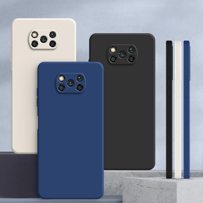 เคส Poco X3 Pro สีทึบ Poco X3 NFC เคสซิลิโคนป้องกันการตกสีธรรมดาเรียบง่าย YT