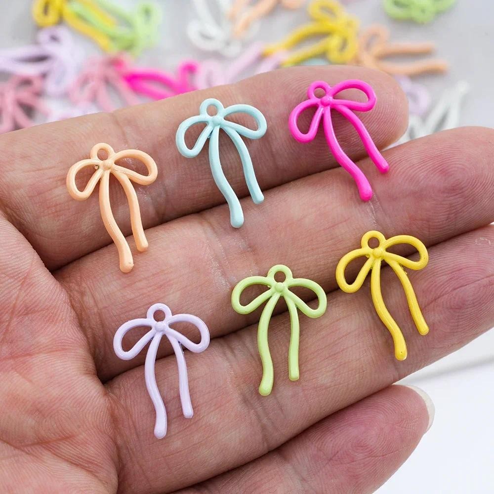 10 ชิ้นขายส่งโลหะ Hollow Bow Tie Charms จี้สําหรับต่างหูสร้อยคอเครื่องประดับทํา DIY Handmade Craft