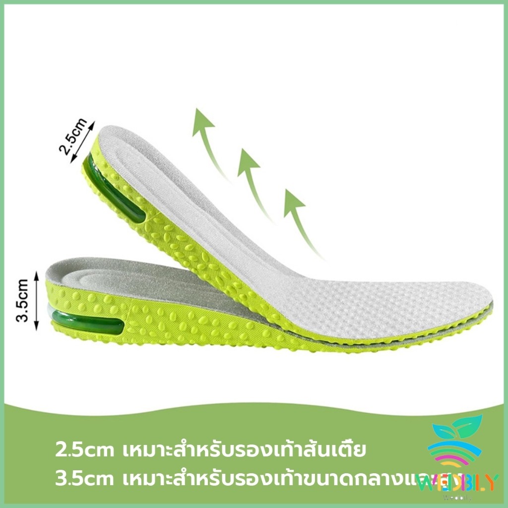 W.B.【มีสินค้าในสต๊อก】 แผ่นเสริมส้นรองเท้า ระบายอากาศ เพิ่มส่วนสูง 1.5cm 2.5cm 3.5cm Heightened insole