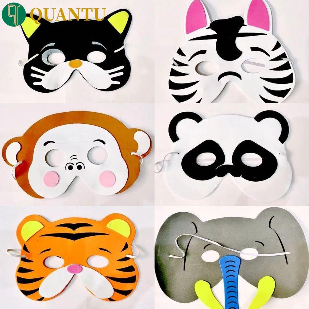 Quantu หน้ากากสัตว์ 12 ชิ้น, หน้ากากปาร์ตี้การ์ตูนโฟม EVA, เครื่องแต่งกาย Jungle Safari Theme DIY สัตว์รูปแบบหน้ากากป่าเด็ก