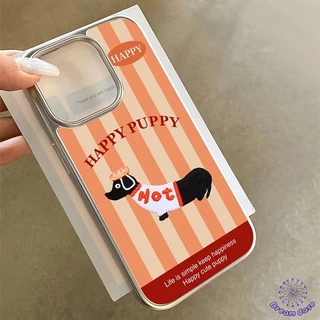 การ์ตูนน่ารักสีสันสดใสลูกสุนัขลายทางนุ่ม เคส IPhone 17 AIR 15 11 16 13 12 14 Pro Max XR 14 16 15 7 8 Plus X XS SE 2020