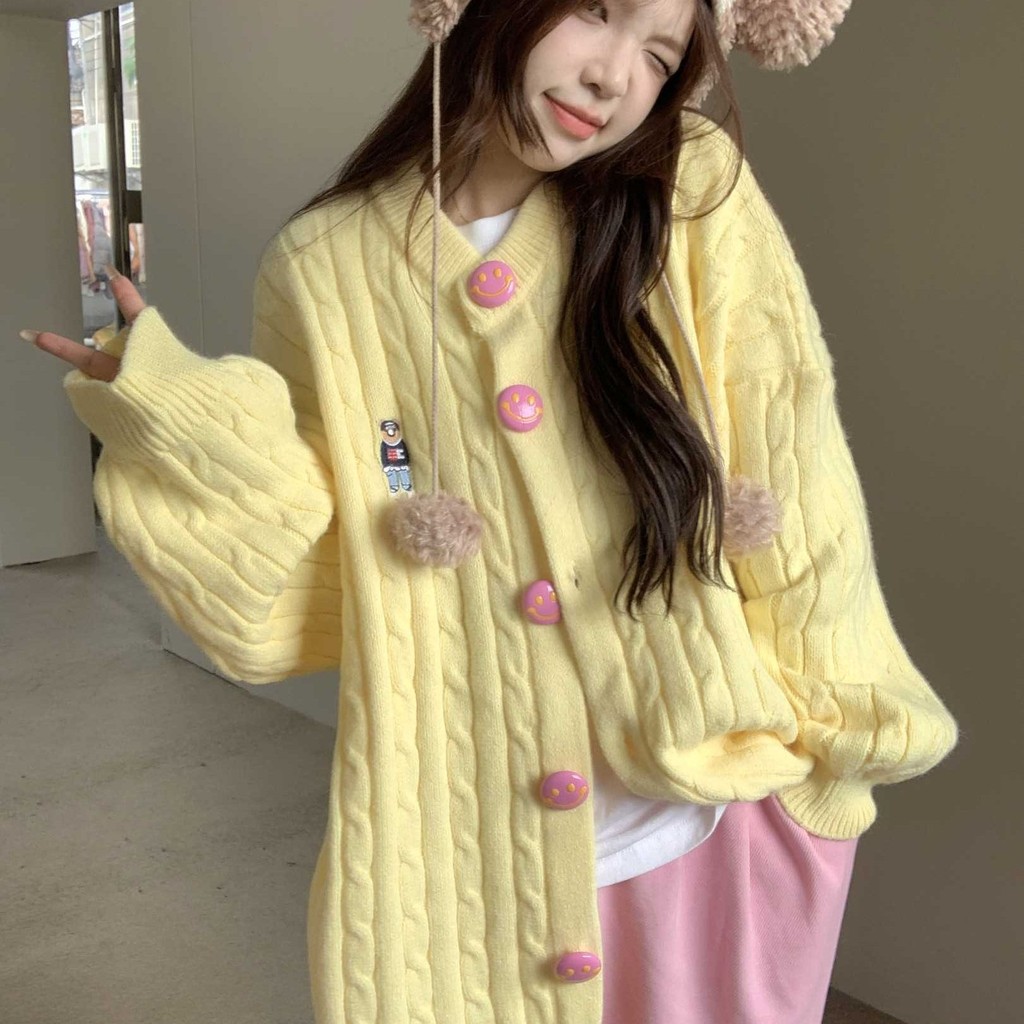 เสื้อกันหนาว เสื้อไหมพรม นุ่ม หวาน หลวม เรียบง่าย