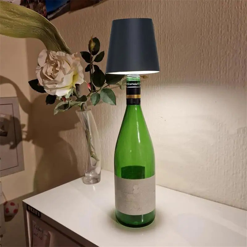 Wine Bottle Lamp LED Desktop Decorative Rechargeable Touch Control 3 Color Stepless Dimming IP54 Wat