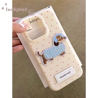 Iphone 16 15 14 13 12 11 Pro Max X Xr Xs Max 7 8 Plus SE2020 เคสโทรศัพท์ 3D DIY การ์ตูนน่ารักสุนัขสีลูกกวาด DotsSoft หนังปกหลัง