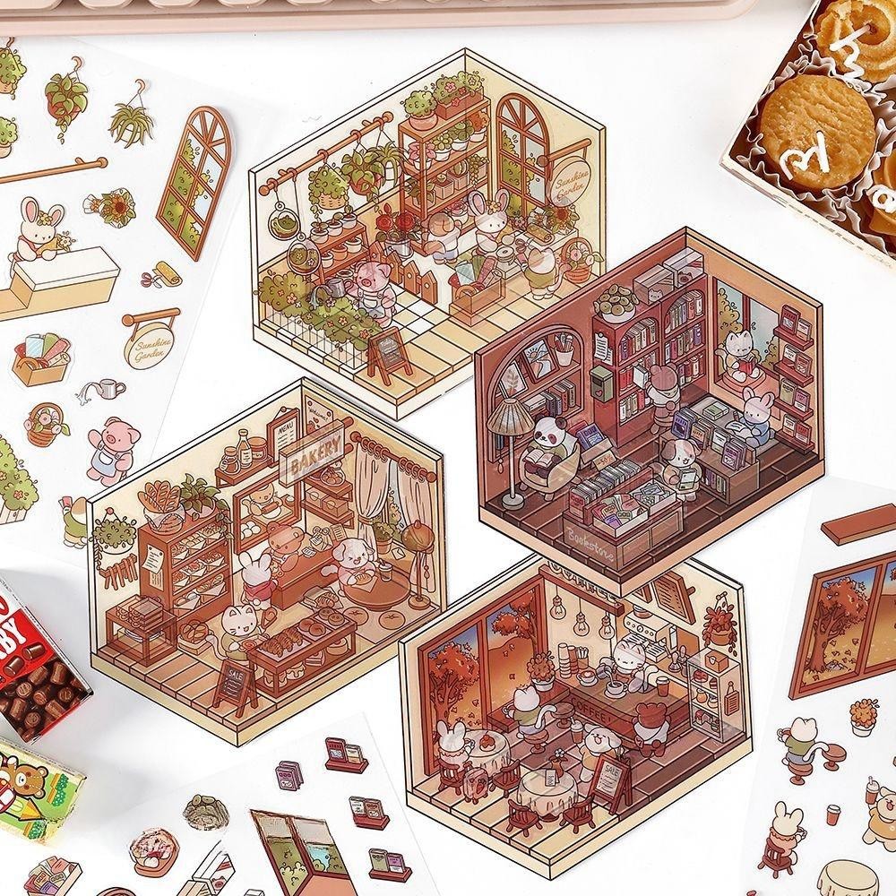 สติกเกอร์สัตว์เลี้ยง 3D กระเป๋าการ์ตูนน่ารัก DIY ฉากตกแต่งภูมิทัศน์สติกเกอร์ซ้อนและวางบัญชีมือของขวัญน่ารักสําหรับเด็กเด็ก