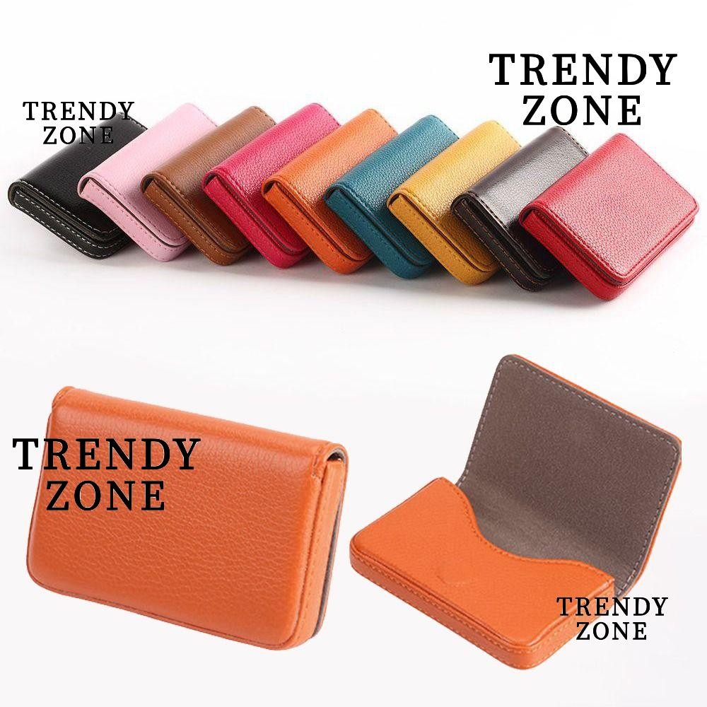 Trendyzone ที่ใส่นามบัตร, กระเป๋าสตางค์ป้องกันการโจรกรรมความจุขนาดใหญ่, แฟชั่นหนัง PU บางเฉียบสไตล์นักธุรกิจผู้ถือบัตรเครดิตผู้หญิงผู้ชาย