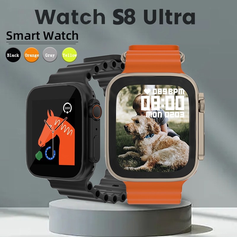 2024 S8 Ultra Smart Watch Series 8 1.44 นิ้วผู้ชายผู้หญิงบลูทูธกันน้ํากีฬาฟิตเนส SmartWatch สําหรับโ