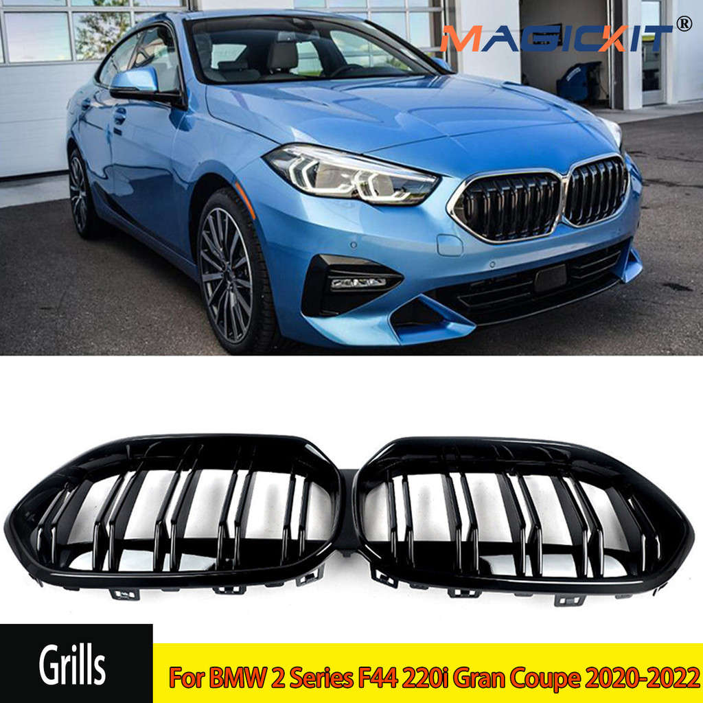 Magickit สําหรับ BMW F44 220i Gran Coupe 2020-2022 Dual Slats กันชนด้านหน้า Grille Gloss สีดํารถอุปก