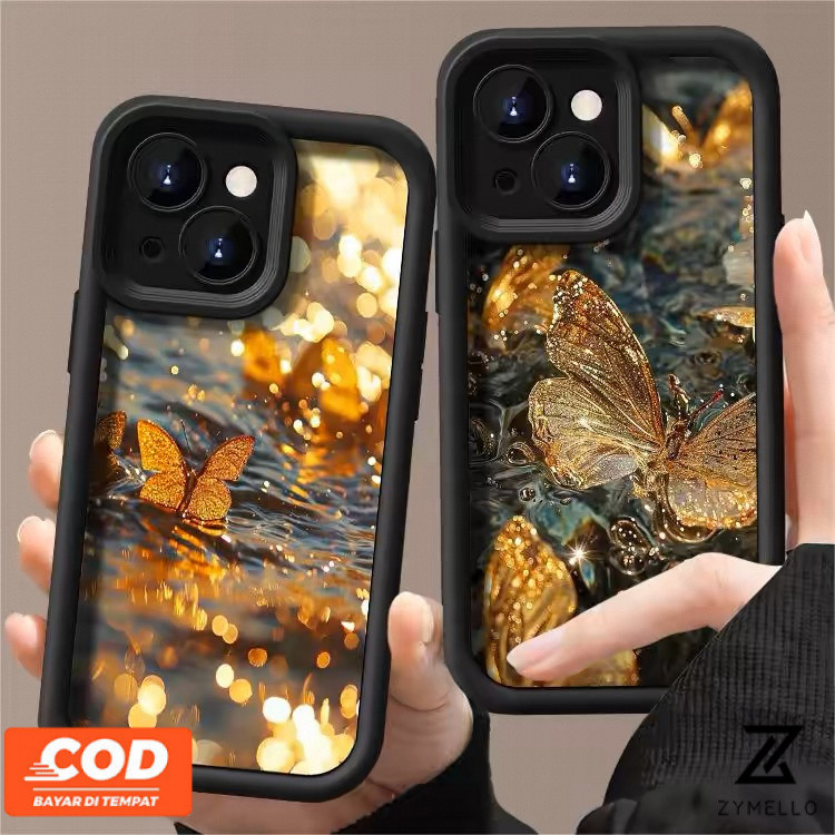 เคส OPPO Reno 12 Reno11 F Reno 11 5G Reno 10 5G Reno 8T Reno 8Z Reno 5G Reno7 Reno8 Reno5 Realme C65 C75 C61 C55 C53 C51 หมายเหตุ 50 หมายเหตุ 60 ผีเสื้อเรียบง่ายกันกระแทก TPU ปิดทอง