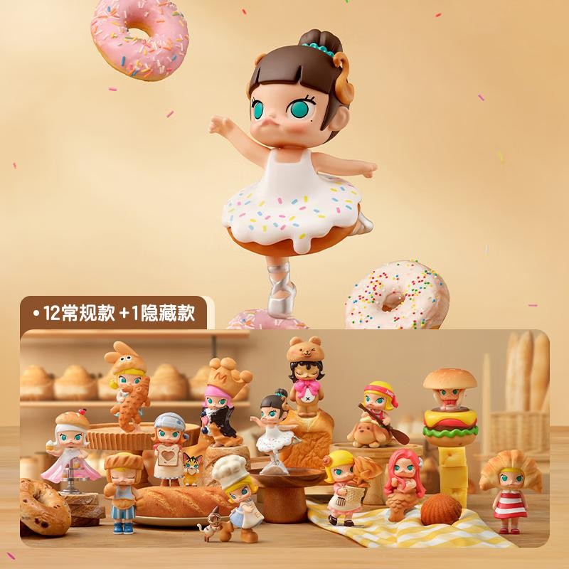 Popmart POPMART MOLLY Bread Head Series ของแท้ 100% รูป Mystery Box อินเทรนด์เล่นตกแต่งของขวัญวันเกิด