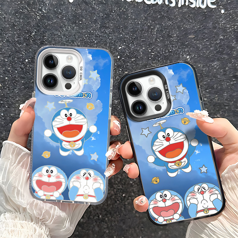 เคสหูฟัง iPhone 16 15 14 13 12 11 Pro Plus Max เคส Case บุคลิกภาพอีโมติคอนโดราเอมอนเคสโทรศัพท์สําหรับiphone 16 15 14 13 12 11 8 7 Pro Plus Max iPhone X XS XR SE 2