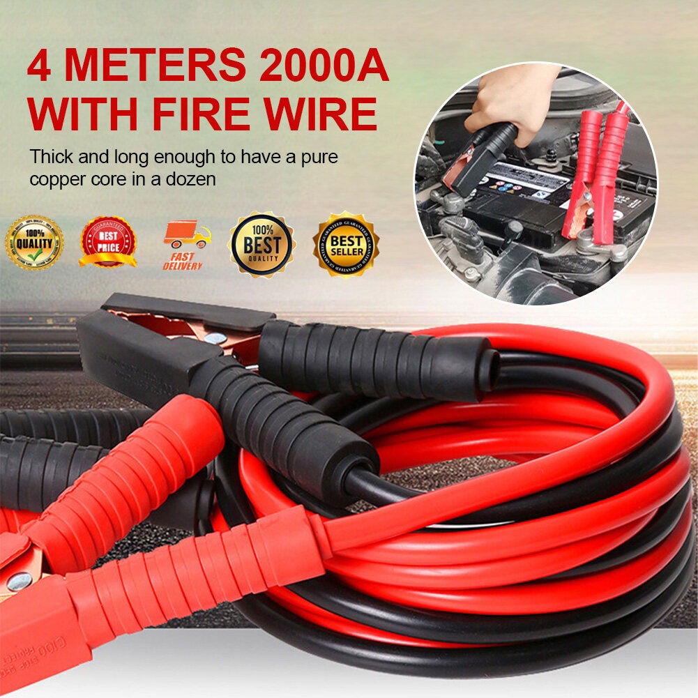 2000AMP สายจั๊มแบตเตอรี่ สายพ่วงแบตรถยน ยาว 4 เมตร สำหรับรถกระบะ รถเก๋ง รถบรรทุก สายใหญ่ขนาด 25 sq.mm ทองแดงแท้
