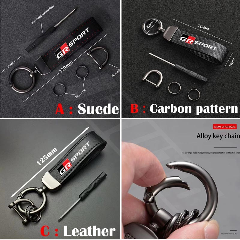 ตกแต่งบ้าน Toyota GR Sport Gazoo Racing รถหนังนิ่มหนังพวงกุญแจจี้ Key Chain ผู้ถือคาร์บอน Patter Key รถ Trinket พวงกุญแจสําหรับ Vios Veloz Raize Fortuner Avanza Camry Caorlla Cross ส่งด่วน สั่งเลย