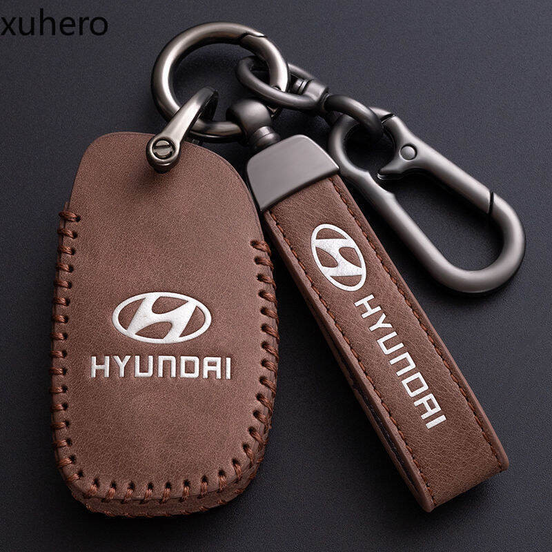 ของแท้หนังสมาร์ทฝาครอบพวงกุญแจ Hyundai Avante Tucson Santa Fe Ioniq 5 6 Nexo Kona Elantra N Sonata I