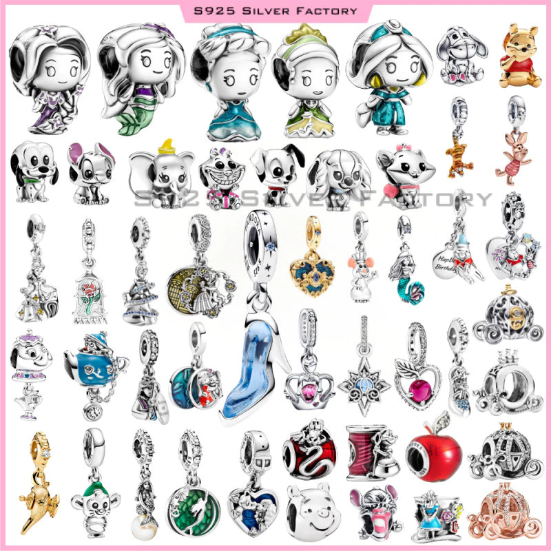 Lilo & Stitch the Aristocats Marie Dumbo Beauty and the Beast Mrs Winnie the Pooh Bear เม็ดเงินแท้ 925 100% ใส่ได้ทั้งผู้หญิงและผู้ชายสวมใส่ ของขวัญวันเกิด ที่ระลึก