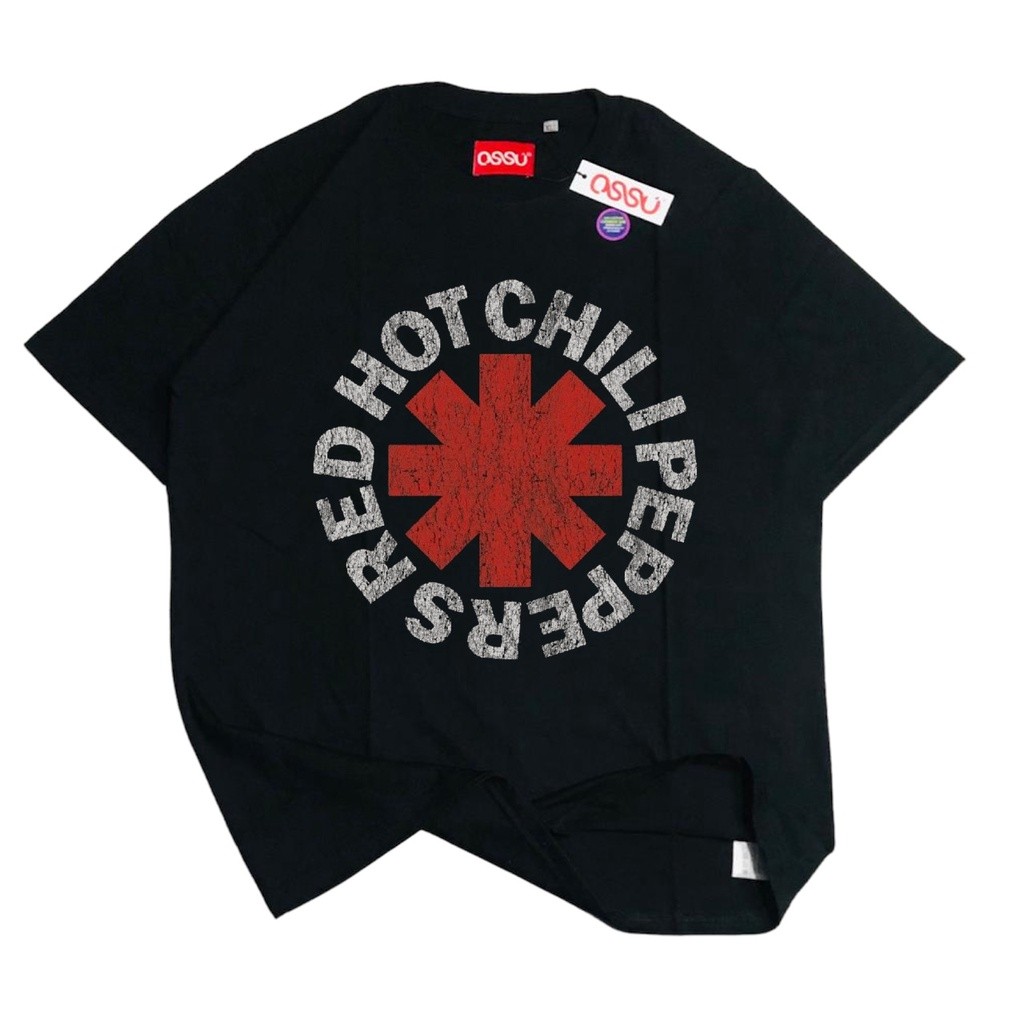 เสื้อยืด BAND RED HOT CHILI PEPPERS HEAVY COTTON |เสื้อยืด RHCP LOGO BAND