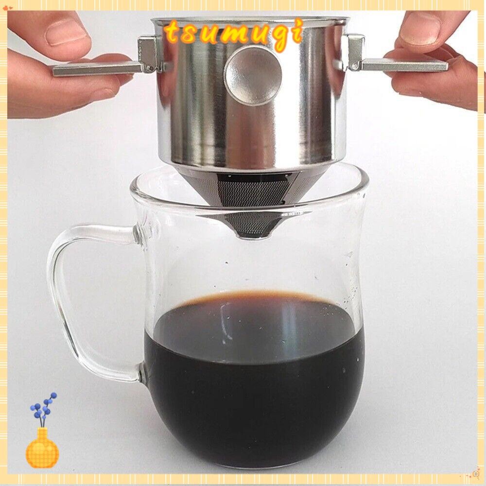 Tsumugi ที่กรองกาแฟ, ตาข่ายกรองเรียบง่ายแบบพับได้, เครื่องมือกาแฟ ถ้วยกรองหยดสแตนเลสแบบใช้ซ้ําได้