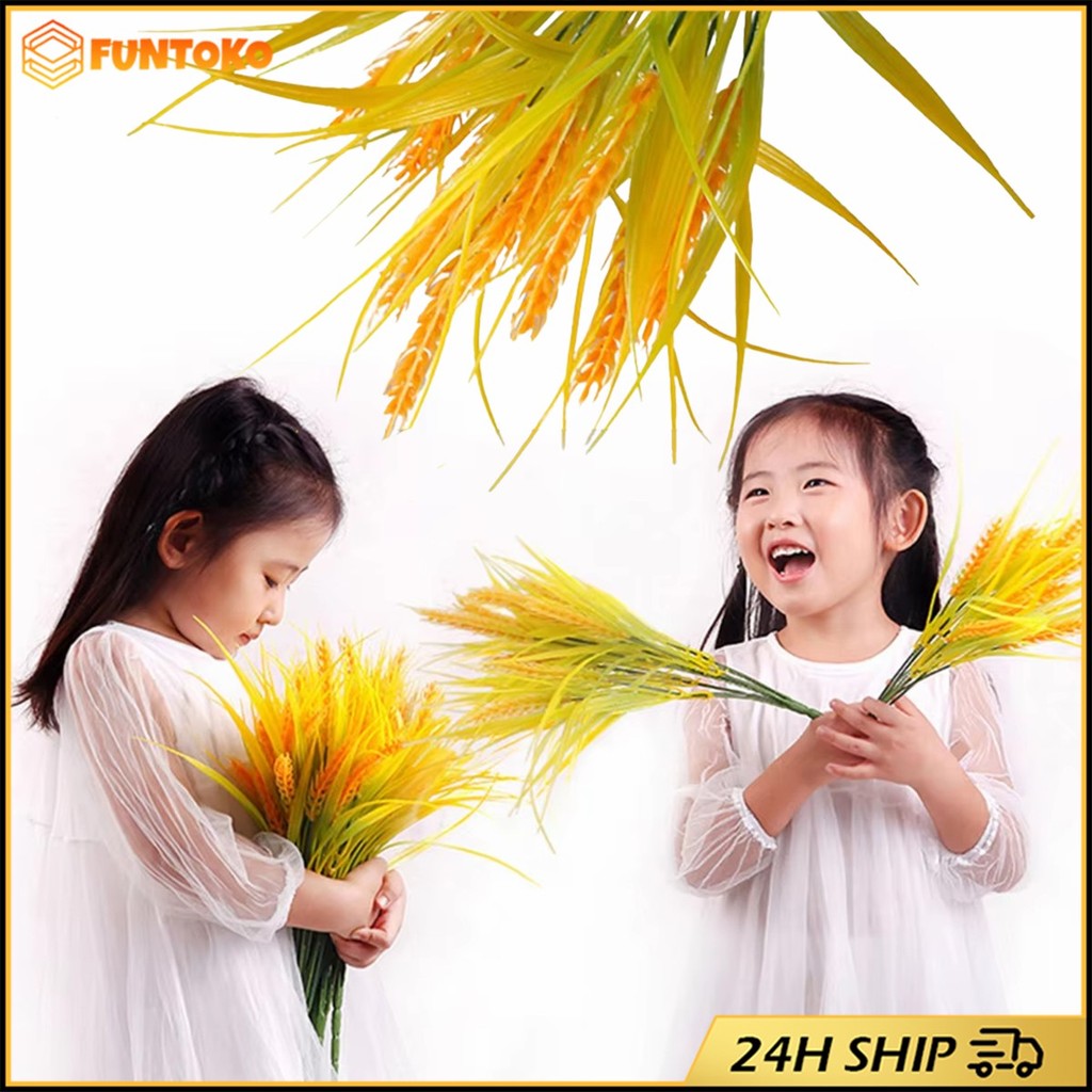 สินค้ามีคุณภาพ ต้นข้าวปลอม 7 ส้อม ข้าวปลอม สำหรับตกแต่งบ้านเสริมศิริมงคล เฮงๆรวยๆ