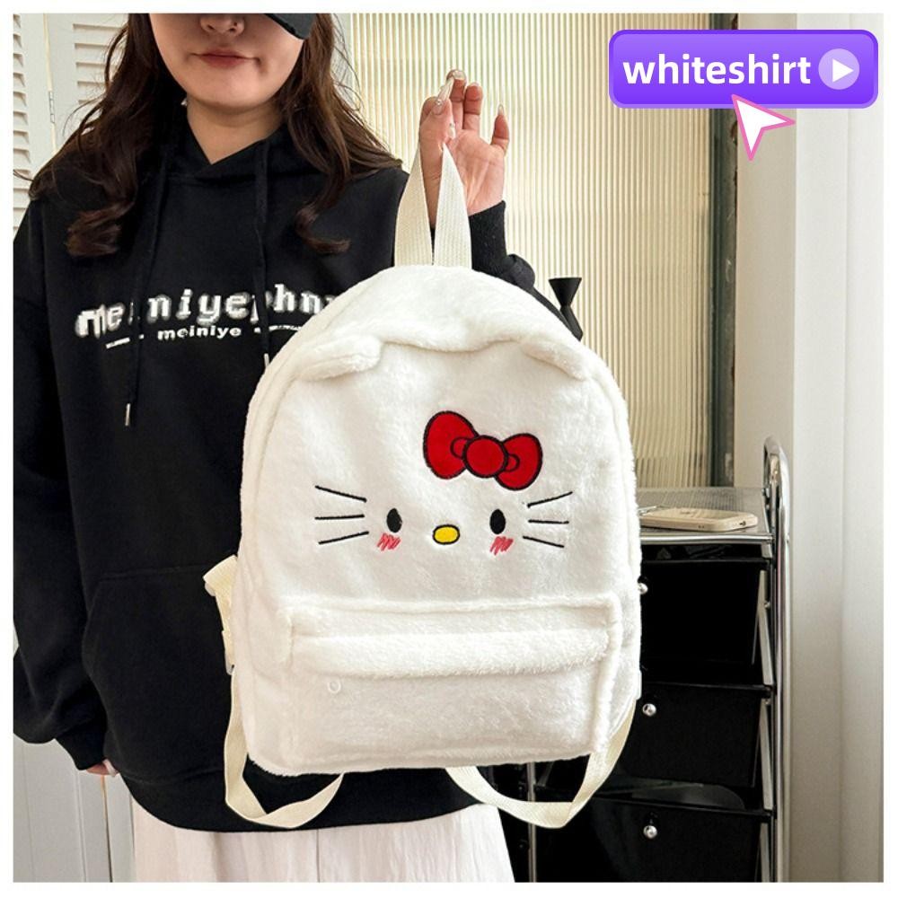 Whiteshirt กระเป๋าเป้นักเรียน, กระเป๋าเป้ตุ๊กตาการ์ตูน Sanrio ความจุขนาดใหญ่, กระเป๋านักเรียน My Melody Kuromi Hello Kitty Cinnamoroll