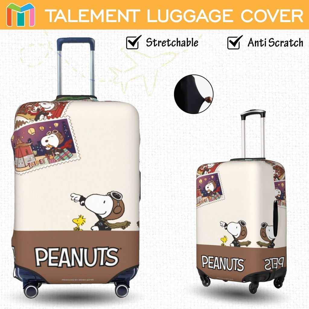 Snoopy ผ้าคลุมกระเป๋าเดินทาง ผ้าสแปนเด็กซ์ แบบยืดหยุ่น ยืดหยุ่น Luggage Cover 18 20 22 24 26 28 30 32 นิ้ว LSA127