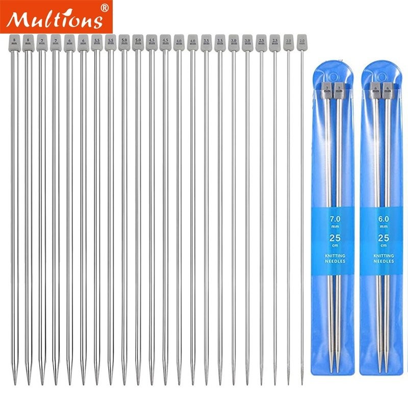 22pcs/set 2-8 mm Knitting Needles Straight Single Pointed Crochet Hook Sets Stainless Steel Sweater 