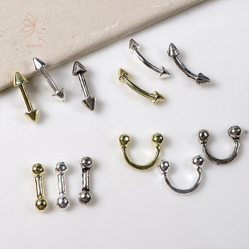[maybeauty] 20 ชิ้นออกแบบสไตล์พังก์เล็บอะไหล่โลหะผสม Studs Gold Silver Curve Arrow Rivet ตกแต่งเล็บอุปกรณ์เสริมเล็บ Charms {TH} - รูปที่ 4