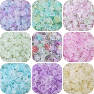 100 ชิ้นโปร่งใส Lily of the valley ลูกปัดอะคริลิค Gradual เปลี่ยน 2 สีดอกไม้ลูกปัดสร้อยคอ DIY เครื่องประดับ ACCsories