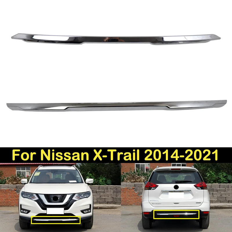 แถบตัดแต่งกันชนหน้าสําหรับ Nissan X-Trail X Trail T32 2014-2021 Chrome-plated ป้องกันกันชน Trim