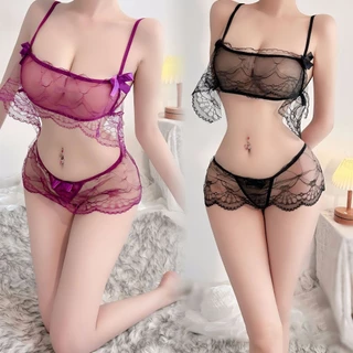 ชุดยั่ว👙ชุดชันในเซ็กซี่🎀มุมมองกลวงลูกไม้องค์ประกอบโบว์🚚ส่งไวจากไทย1-3วัน(蝴蝶结）