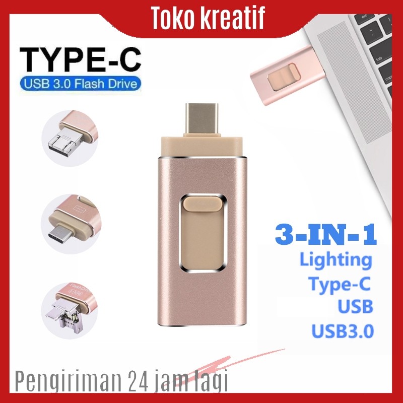 FlashDisk 3 in 1 สําหรับโทรศัพท์/Android/PC Flashdrive OTG 2TB มัลติฟังก์ชั่นสําหรับ iPhone, Android